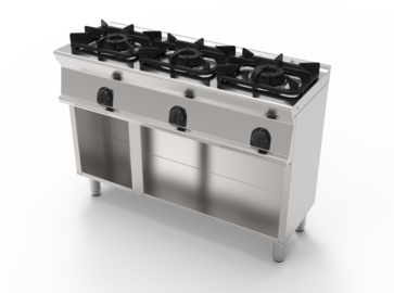 Gas cooker with three burners