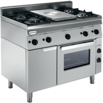 Gas cooker with electric oven