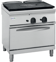 Gas cooker with solid top and oven